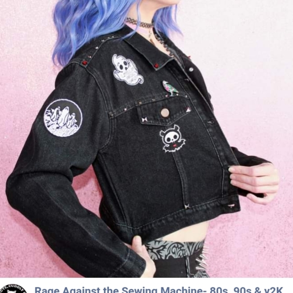 SOLD!! Hellraiser! gothic death themed embellished vintage jacket w/skelanimals! - Picture 12 of 16